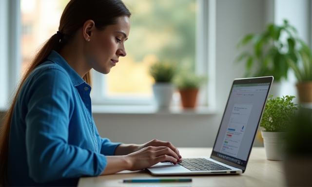 Person using laptop for online learning session
